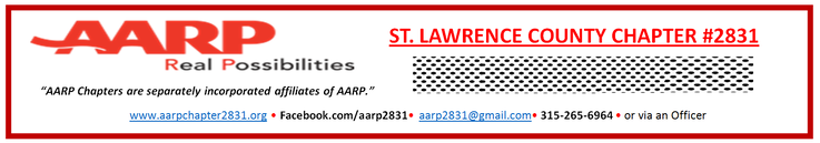 AARP CHAPTER 2831 "AARP CHAPTERS ARE SEPARATELY INCORPORATED AFFILIATES OF AARP"